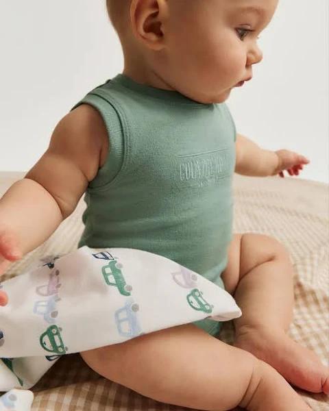 Country Road Organically Grown Heritage Bodysuit Eucalyptus in Size 0-3 Months | 100% Cotton