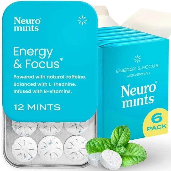 Neuro Mints Nootropic Energy Mints | Caffeine + L-Theanine + B Vitamins | Sugar