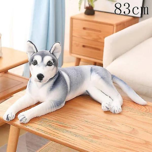 High Quality Big Simulation Dog Plush Toy Stuffed Lifelike Husky Dog Kawaii Doll Home Decor Cartoon Kids Boy Girl Birthday Gift 83cm Lying