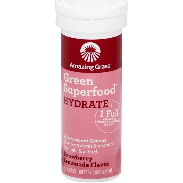 Amazing Grass Green Superfood Effervescent Greens Hydrate Strawberry Lemonade Flavor 10 Tablets