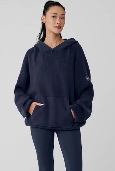 Scholar Hooded Sweater Sweatshirt in Navy Blue, Size: Medium | Alo Yoga