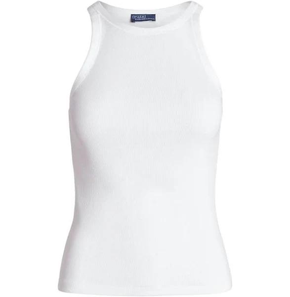 David Jones Polo Ralph Lauren Ribbed Cotton Tank Top in White, Size XL