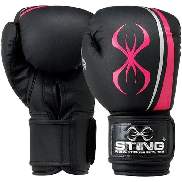 Sting Aurora Womens Boxing Gloves, Black/Pink / 10oz