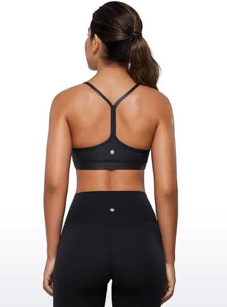 CRZ Yoga Women's Yoga Light Support Butterluxe Sports Bra Y Back Black Classic / S