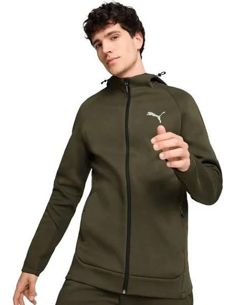 Puma Evostripe Full-Zip Hoodie DK in Brown XXL