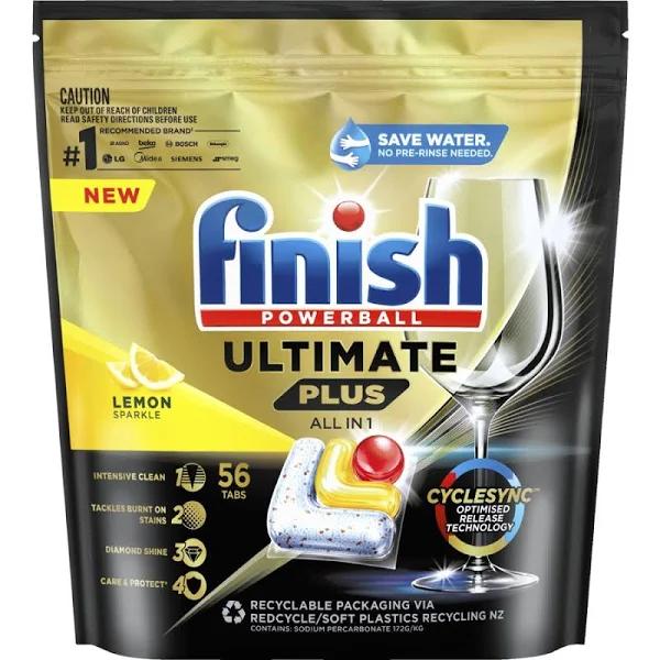 Finish Ultimate Plus All in 1 Lemon Sparkle 56 Pack