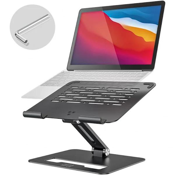 Foldable Laptop Stand, Minthouz Foldable Ventilated Aluminum Computer Riser With Heat-Emission Holes, Ergonomic Height Angle Adjustable Compatible