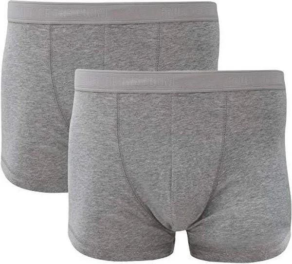 Fruit of The Loom Mens Classic Shorty Cotton Rich Boxer Shorts (Pack of 2) Light Grey Marl Boxer Shorts