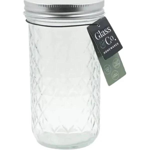 24 x Quilted Glass Storage Jars 610ml Food Storage Honey Jam Jar Wedding Favours - AfterPay & zipPay Available