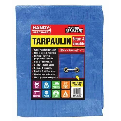 Handy Hardware 2pce Tarpaulin UV Resistant Waterproof Strong Durable 2.1M - Blue / Tarpaulin / Handy Hardware