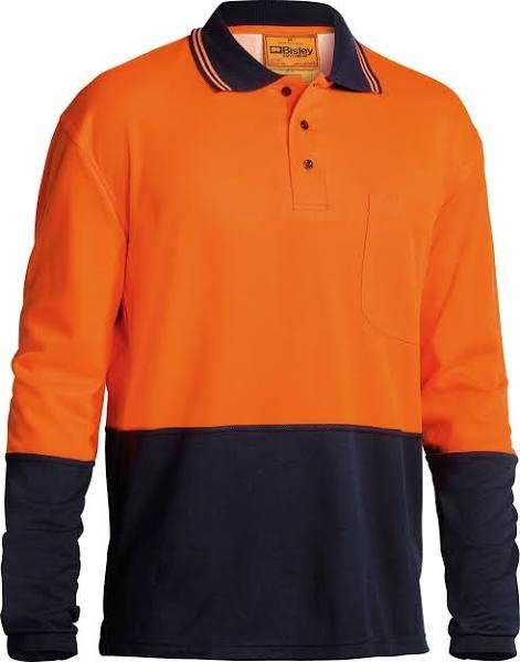 Bisley 2 Tone Hi Vis Polo Shirt Long Sleeve (BK6234) Orange / Navy / 5XL