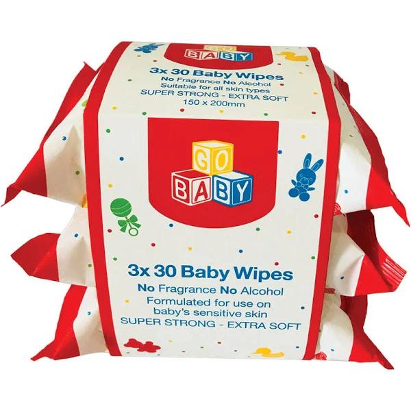 Go Baby Baby Wipes 3x30 Pack