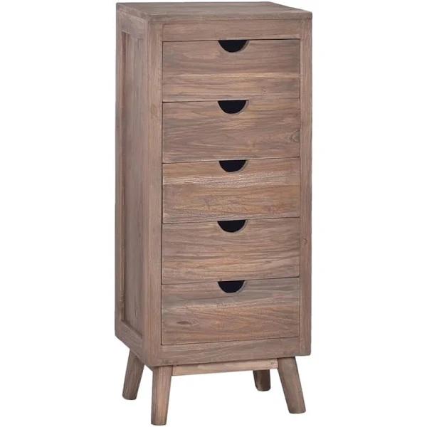 vidaXL Sideboard with 5 Drawers 40X30X100 cm Solid Teak Wood