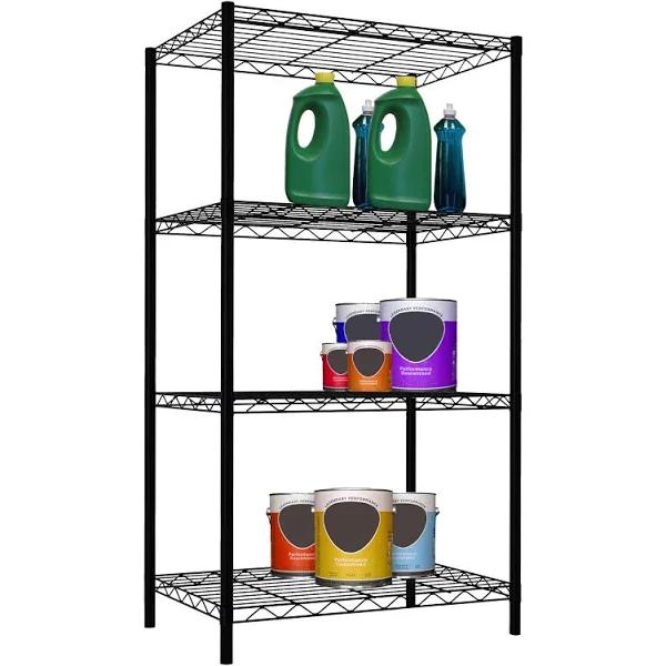 Home Basics Wire Shelving Storage Unit (4 Tier, Black)