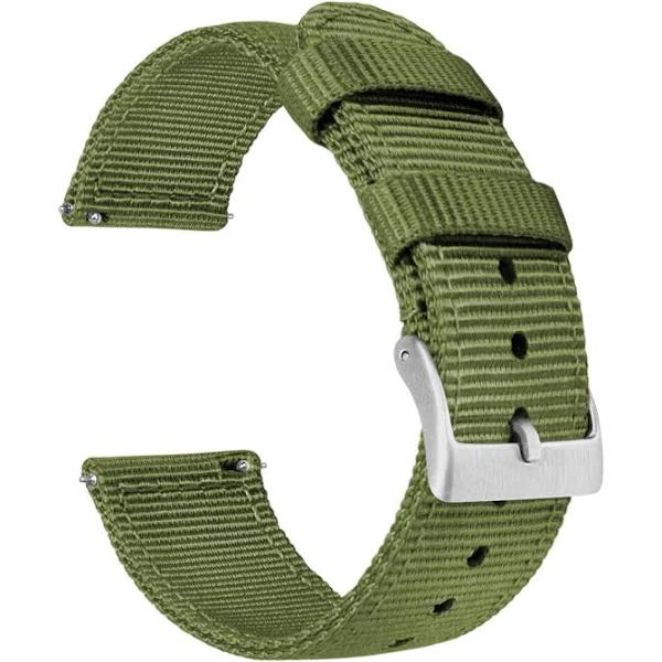 Two Piece Nato Style Watch Band / Strap For Samsung Galaxy Watch in Army Green, Width 46mm | Barton