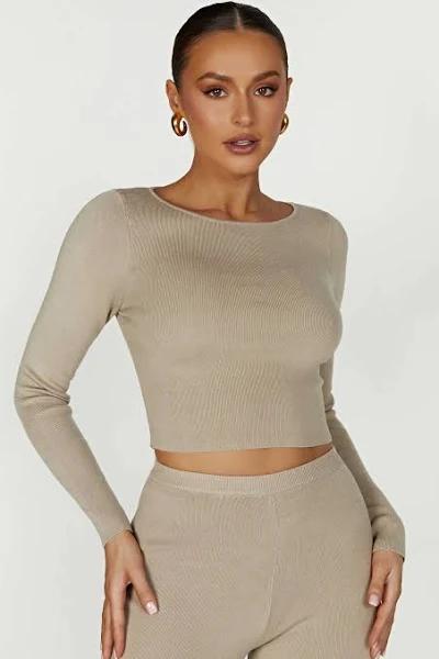 Haisley Long Sleeve Knit Top | Taupe