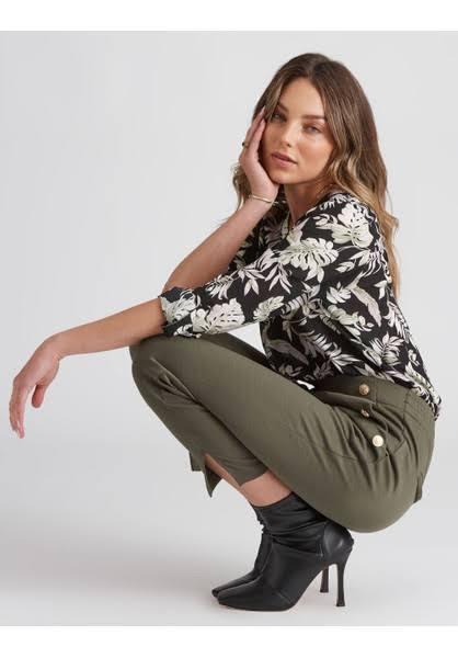 Rockmans Full Length Military Button Ponte Pants - Womens - Khaki Size Medium - AfterPay & zipPay Available