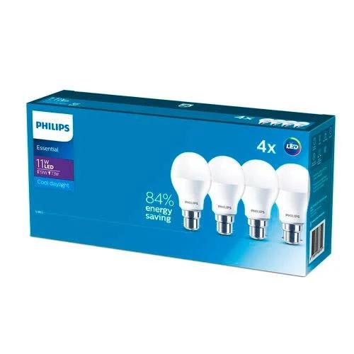 Philips 11W Cool Daylight A Shape Essentials LED B22 Globe - 4 Pack