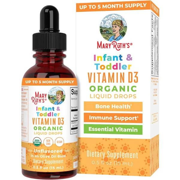 MaryRuth Organics Organic Infant & Toddler Vitamin D3 Liquid Drops - 15 ml.