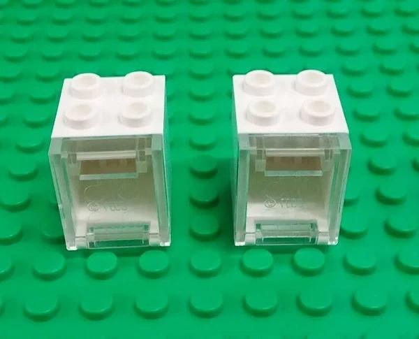 Lego White 2x3x2 Cupboard Clear Window Hinge Container Bricks 2 Pieces