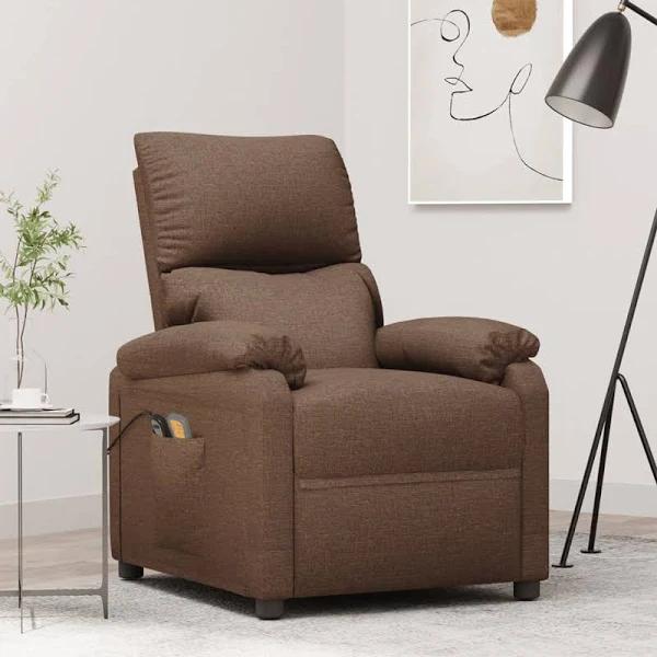 vidaXL Stand Up Massage Recliner Chair Brown Fabric