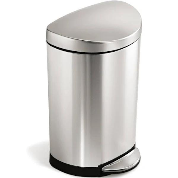 simplehuman 10L Semi-round Step Trash Can Stainless Steel