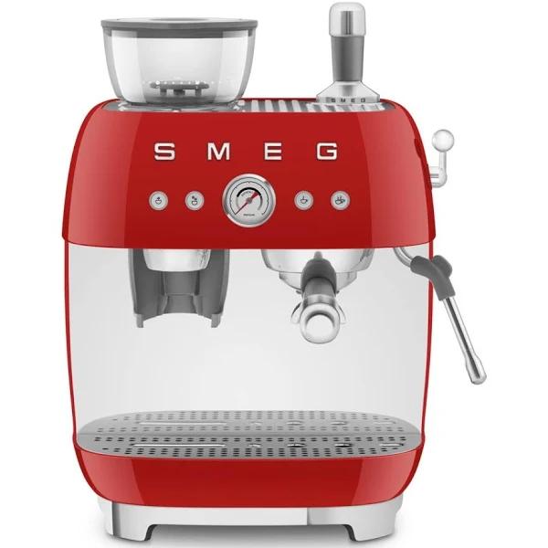 Smeg Beans On Board Espresso Coffee Machine With Grinder - Red