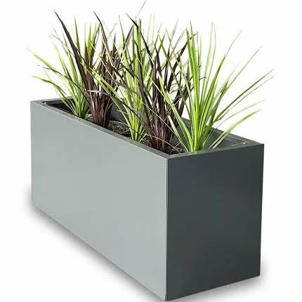 Greenlife Metal Designer Planter Box with Base 900 x 340 x 400mm Slate Grey - AfterPay & zipPay Available