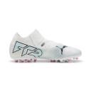 Future 7 Match MG Men's Football Boots in White/Black/Poison Pink, Size 11.5, Textile by Puma