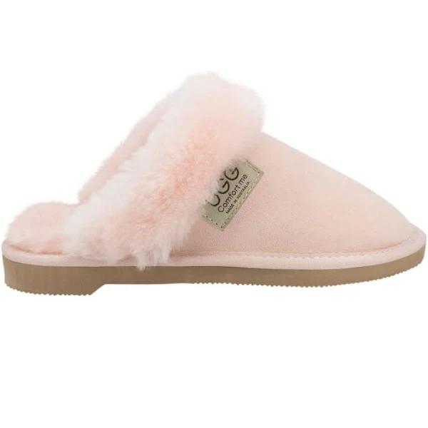 UGG Merino Sheepskin Fur Trim Scuff Memory Foam Pink - Size 11