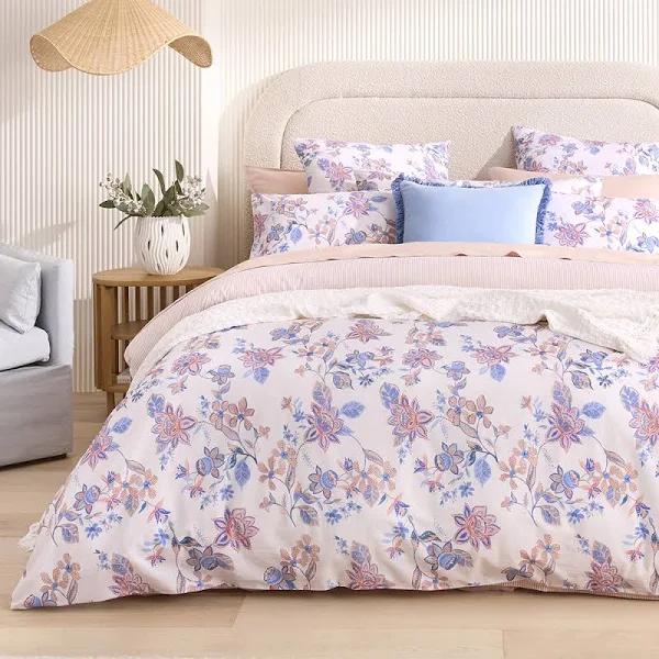 Adairs Isla Floral Blue Quilt Cover Set + Separates - Queen