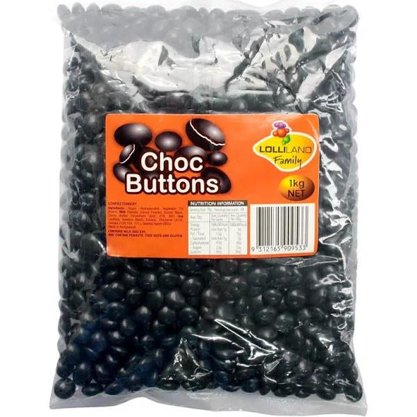 Lolliland Choc Buttons - Black (1kg Bag)