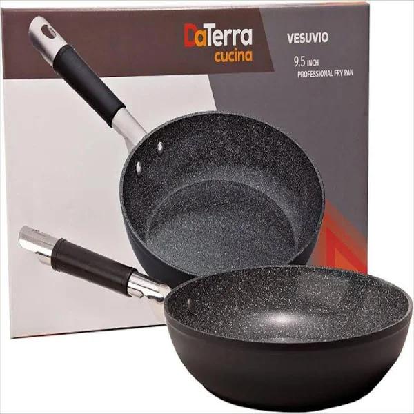 Vesuvio Ceramic Coated Nonstick Frying Pan 9.5 Inch | Heat Resistant Silicone Handle | Durable High Heat Aluminum Base With No PTFE PFOA Lead or