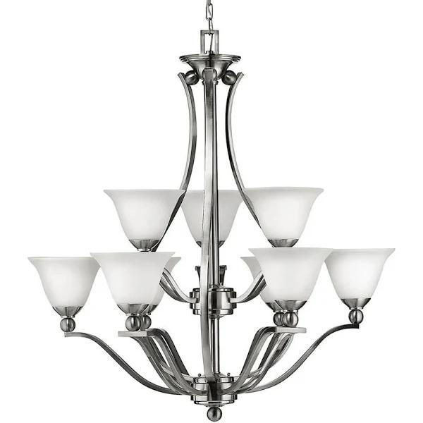 Hinkley Bolla 9 Shade Large Foyer Chandelier, Nickel