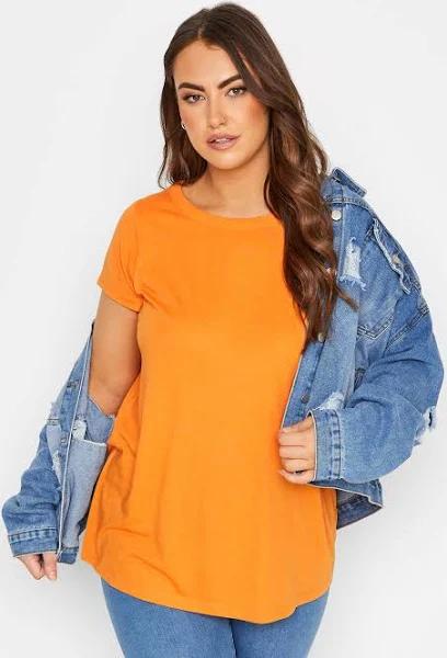 Yours Curve Bright Orange Essential Short Sleeve Tshirt Size Regular > 18 | Women's Plus Size and Curve Fashion