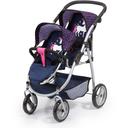 Bayer Twin Tandem Doll Pram Blue/Pink Hearts