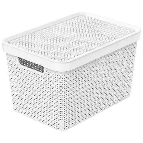 Ezy Storage Mode Recycled Lidded Basket Large 18L White