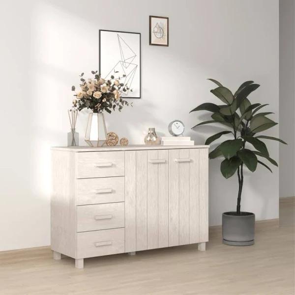 vidaXL Sideboard White 113x40x80 cm Solid Wood Pine