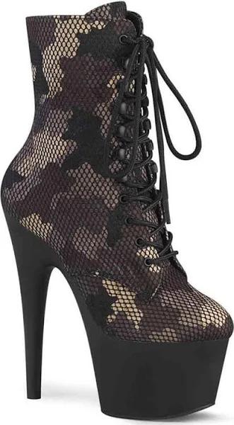 Pleaser ADORE-1020CM Green Camo-Mesh Ankle Boot Size 9