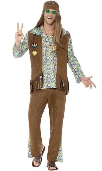 60s Hippie Costume, With Trousers, Top, Waistcoat