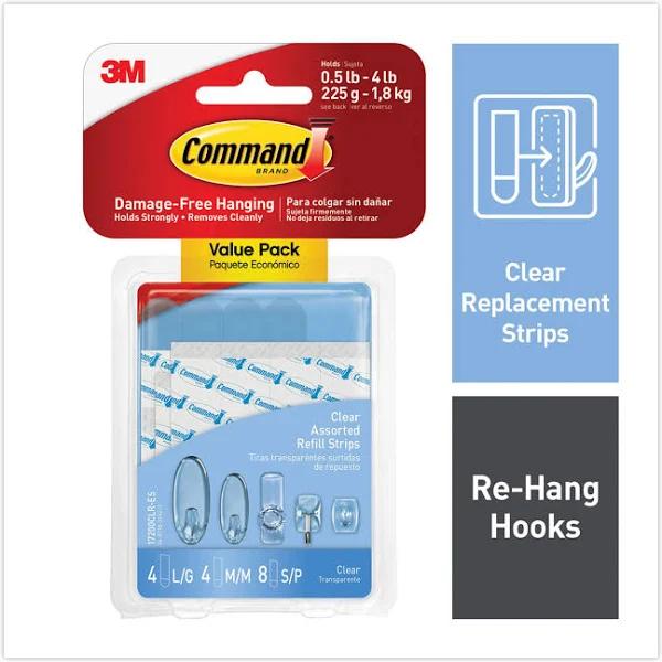 Command Refill Strips 17200CLR Bx6