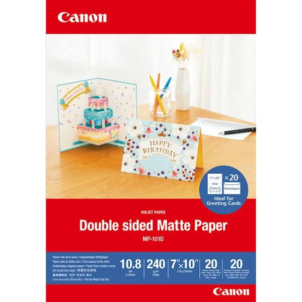 Canon MP-101DCARDS Greeting Card DBL Sided Matte Paper 7x10 20 Pack With Envelope