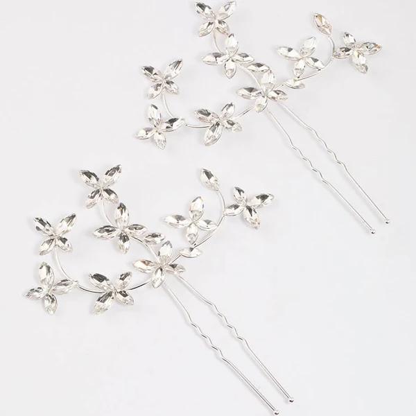 Lovisa Silver Flower Leaf Diamante Hair Pin Pack