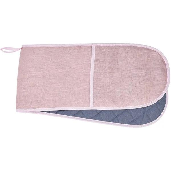 Double Oven Mitt - Linen - Rose Pink