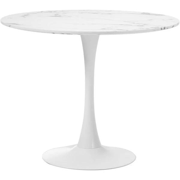 Oikiture 90cm Dining Table Kitchen Marble White