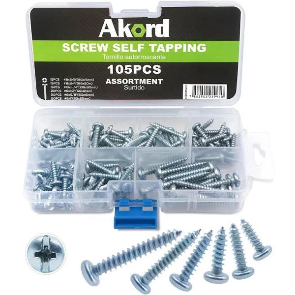 Akord Screw Self Tapping Assortment Kit 105pcs