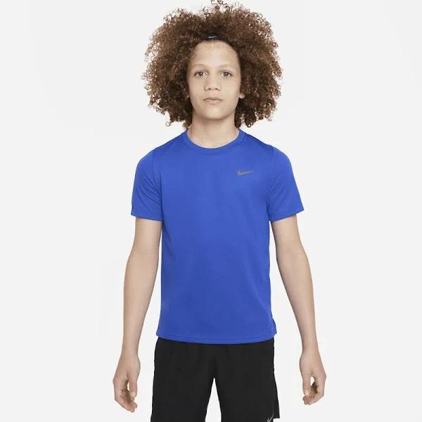 Nike Dri-FIT Miler Older Kids' (Boys') Short-Sleeve Training Top - Blue - 50% Recycled Polyester