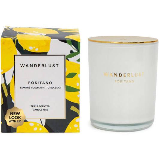 Salt & Pepper Wanderlust Candle With Lid 425g Positano