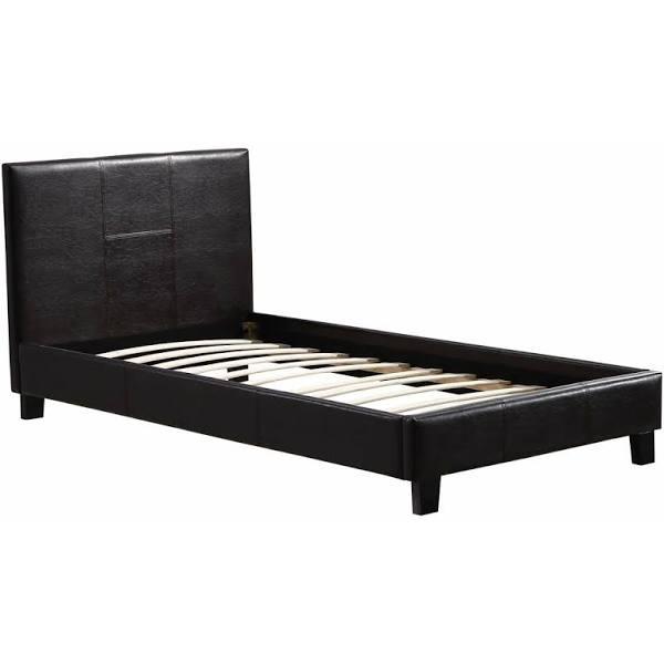 Single Bed Frame Brown Pu Leather