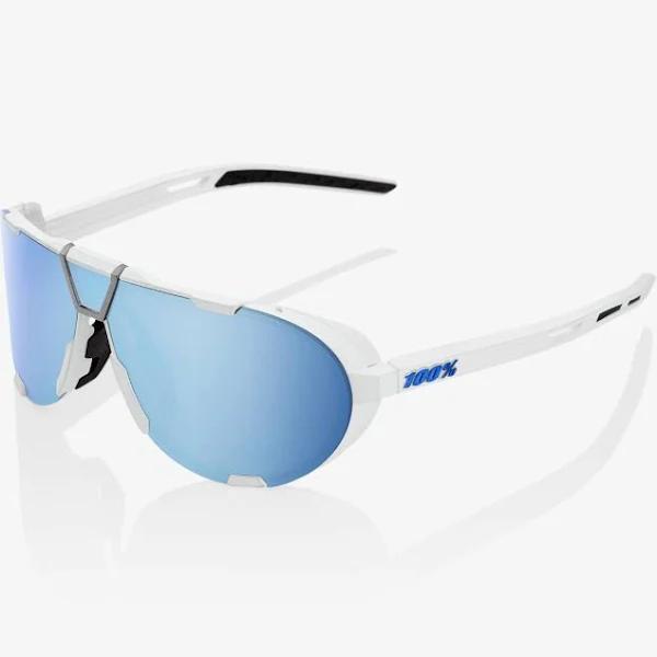 100% Westcraft Sunglasses - Soft Tact White - HiPER Blue Multilayer Mirror Lens